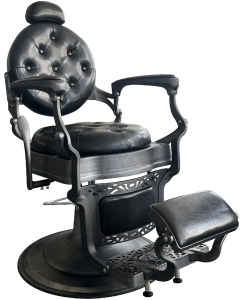 Retro Barberstuhl RENOIR GREY - glänzend schwarz