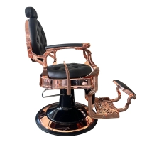 Retro fotel barberski RENOIR LUX ROSE GOLD - aksamitna czerń