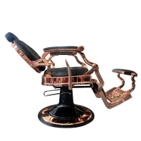 Retro fotel barberski RENOIR LUX ROSE GOLD - aksamitna czerń
