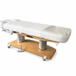 Elektrické SPA lehátko Silverfox TARA PLUS E4 – s funkciou vyhrievania, audio-vibračný systém, teak/biela