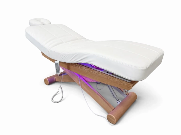 Elektrické SPA lehátko Silverfox LUNA PLUS E3 – s funkcí vyhřívání, teak/bílá